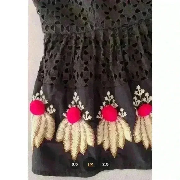 Anthropologie Sz 4 Catrina Cami Top Black Embroidered Boho Festival Western - Picture 5 of 11